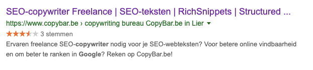 freelance seo copywriter rich snippets - structured data - CopyBar.be